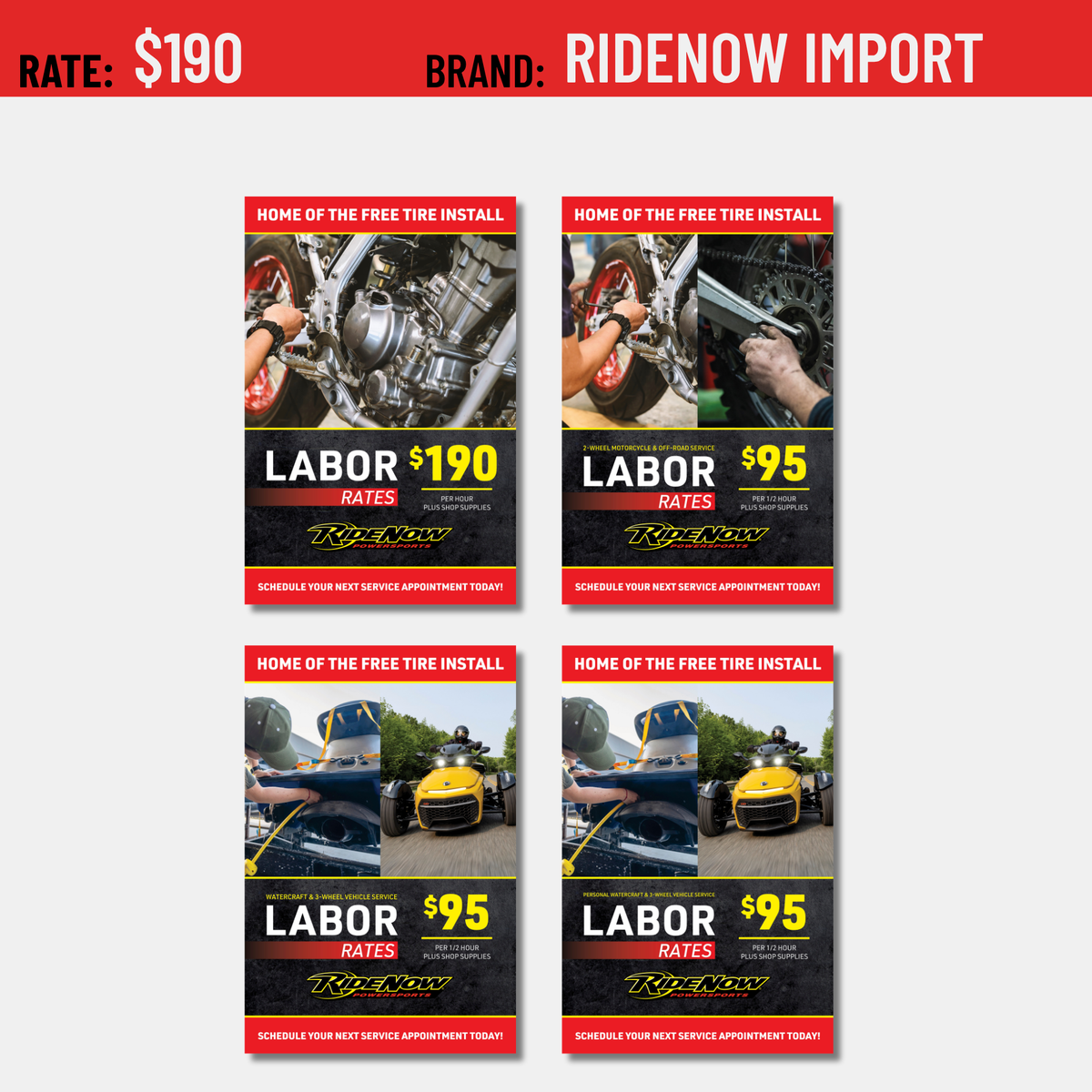 Labor Rate Signs (Clings & Posters)