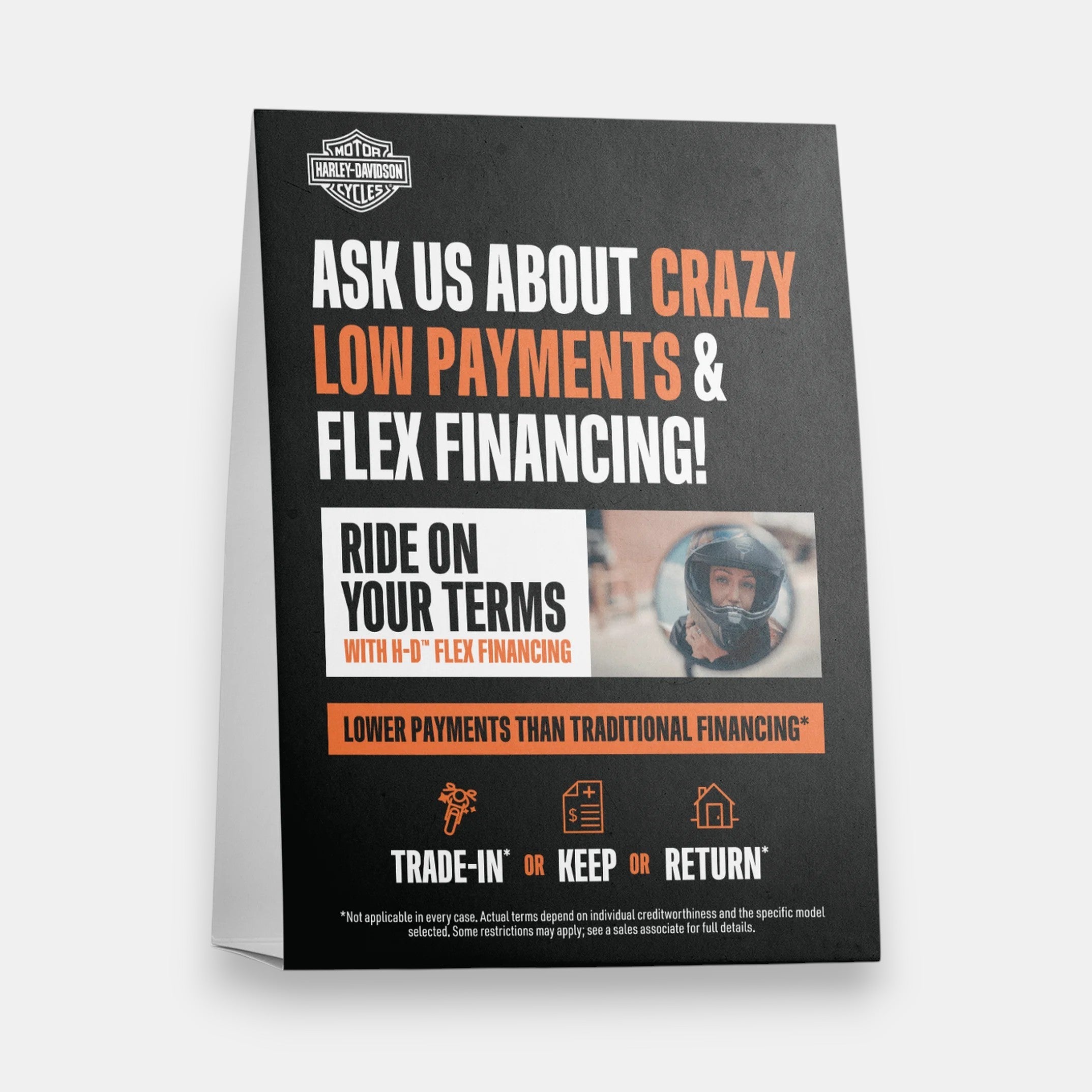 H-D Flex Finance Table Tent